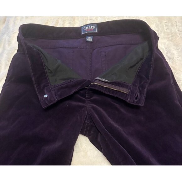 Chaps Denim Dark Purple Velvet Mid-Rise Pants Cotton Blend Women's Size 10 - Picture 6 of 14